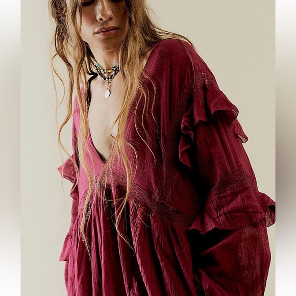 NWT Free People Seashell Skort Romper size XS in Beet Red - Picture 3 of 3